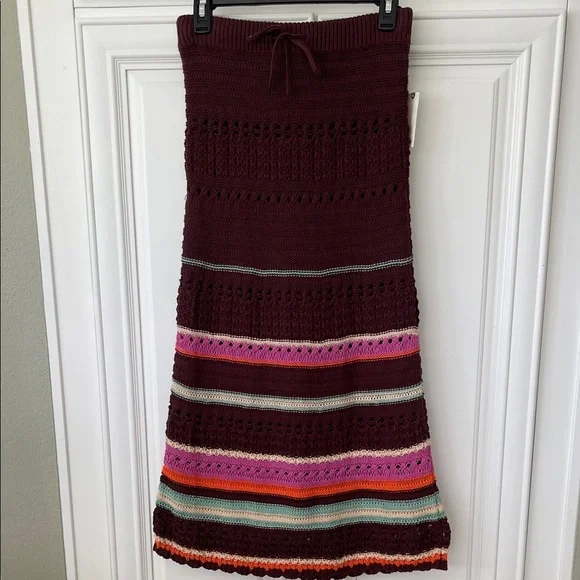 NWT Maeve by anthropology Crochet Midi boho Skirt brown size small - Picture 5 of 17